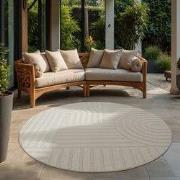 Berlin Outdoor - Japandi - Rond - Creme - Buitenkleed Tuin - Weerbeste...