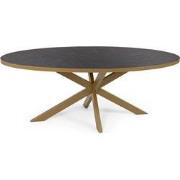 Stalux Ovale eettafel 'Mees' 210 x 100cm, kleur goud / zwart marmer