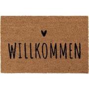 Clayre & Eef Deurmat 60x40 cm Bruin Kokosvezel PVC WILLKOMMEN
