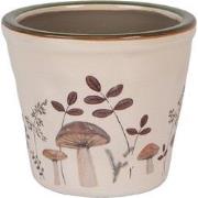 Clayre & Eef Bloempot Ø 12x11 cm Beige Keramiek Paddenstoelen