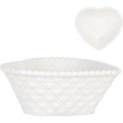 Clayre & Eef Kom 75 ml Wit Keramiek Hartvormig