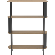Wandrek met 4 niveaus in houtdecor met zwarte metalen zijkanten - H133...