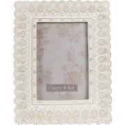Clayre & Eef Fotolijst  10x15 cm Wit Kunststof Glas Rechthoek Fotokade...