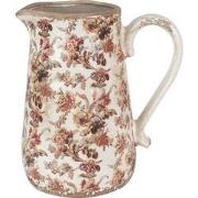 Clayre & Eef Decoratie Kan  21x15x23 cm Beige Roze Keramiek Bloemen Sc...