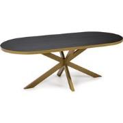Stalux Plat ovale eettafel 'Noud' 240 x 100, kleur goud / zwart eiken