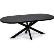 Stalux Plat ovale eettafel 'Noud' 210 x 100, kleur zwart / zwart marme...