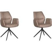 LABEL51 Eetkamerstoel Mellow - Taupe - Micro Suede - 63 x 58cm - set v...