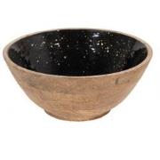 Clayre & Eef Decoratie schaal  Ø 25x10 cm Zwart Bruin Hout Rond Fruits...