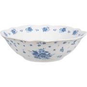 Clayre & Eef Kom  350 ml Wit Blauw Porselein Roosjes Serveerkom