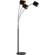 Moderne Vloerlamp - 80/33/190cm - Zwarte - 3L Staande Lamp met Lampenk...