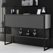 Modern Dressoir Antraciet Luxe 120x80x30 - Zwart Frame - Eén Vak