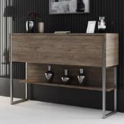 Modern Dressoir Walnoot Luxe 120x80x30 - Zilver Frame - Eén Vak