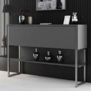 Modern Dressoir Antraciet Luxe 120x80x30 - Zilver Frame - Eén Vak