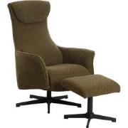 Relaxfauteuil Groen - 78x86x110cm - Met Voetenbankje - Katie