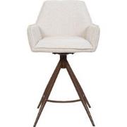 Barstoel Beige/Walnoot - Zithoogte 66cm - Noa - Set van 2