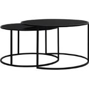 Light&living Salontafel S/2 Ø65x39+Ø75x44 cm DUARTE glas zwart-mat zwa...