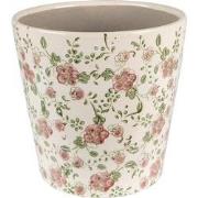 Clayre & Eef Bloempot  Ø 19x18 cm Roze Beige Keramiek Bloemen Bloempot...