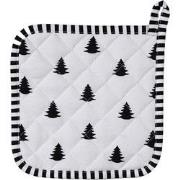 Clayre & Eef Pannenlap  20x20 cm Zwart Wit Katoen Vierkant Kerstbomen ...