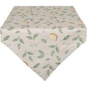 Clayre & Eef Tafelloper  50x160 cm Beige Groen Katoen Citroen Tafelkle...