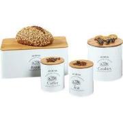 Metalen Broodtrommel - Met FSC Houten Bamboe Brood Snijplank - Opschri...