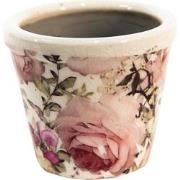 Clayre & Eef Bloempot  Ø 8x7 cm Roze Keramiek Rond Bloemen Bloempot bi...