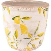 Clayre & Eef Bloempot  Ø 13x12 cm Geel Keramiek Citroen Bloempot binne...