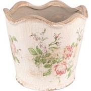 Clayre & Eef Bloempot  Ø 16x14 cm Roze Beige Keramiek Bloemen Bloempot...