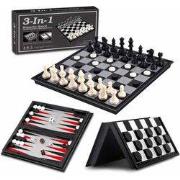 Allerion 3-in-1 Schaakbord Set - Schaken, Dammen, Backgammon - Schaakb...