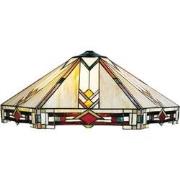 LumiLamp Lampenkap Tiffany  Ø 58x23 cm Beige Rood Glas Driehoek Glazen...