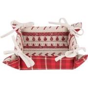 Clayre & Eef Broodmand  35x35x8 cm Rood Beige Katoen Vierkant Kerst Ca...