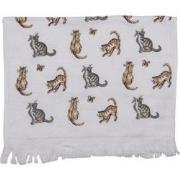 Clayre & Eef Gastendoekje  40x66 cm Wit Grijs Katoen Katten Toilet han...