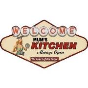 Clayre & Eef Wanddecoratie  49x27 cm Beige Rood Ijzer Welcome mum's ki...