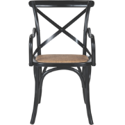 Set van 6 bridge fauteuils van massief hout en webbing L62 cm - BISTRO...