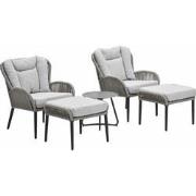 Garden Impressions Bentong loungestoelen incl. voetenbank - Fons bijze...