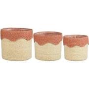 Mica Decorations Mand Fugo - 20x20x20 cm - Zeegras - Roze - Set van 3