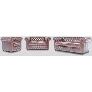 Chesterfield Bank Original Leer | 1 + 2 + 3 zits | Antiek Bruin | 12 j...