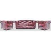 Chesterfield Bank Original Leer | 1 + 1 + 3 zits | Antiek Rood | 12 ja...