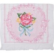 Clayre & Eef Gastendoekje  40x66 cm Roze Blauw Katoen Rechthoek Roos T...