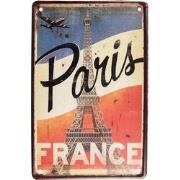 Clayre & Eef Wanddecoratie  20x30 cm Rood Blauw Metaal Paris France Mu...