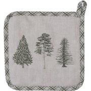 Clayre & Eef Pannenlap  20x20 cm Beige Groen Katoen Vierkant Dennenbom...