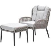 Andorra fauteuil - incl.  voetenbank - c. black - rope taupe - sand