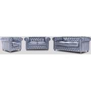 Chesterfield Bank Original Leer | 1 + 2 + 3 zits | Antiek Blauw | 12 j...