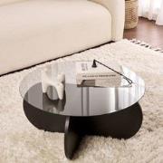 Salontafel Aris Rond 75 cm Getint Glas - Zwart Onderstel