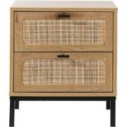 Nachtkastje met 2 Laden en Rieten Kap - L45 x P35 x H51cmH51cm - JAYA
