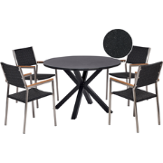 Beliani MALETTO/GROSSETO - Tuintafelset-Zwart-Aluminium, PE rotan