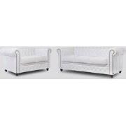 Chesterfield Bank Original Leer | 2 + 3 zits | Wit | 12 jaar garantie
