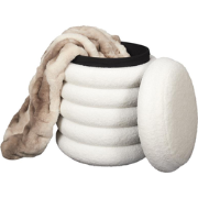 Opbergpoef Teddy Poef Donut – Beige Wit – Ø 37 x H 43,5 cm
