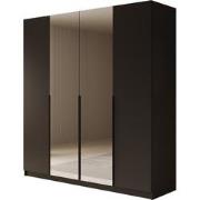 Meubella Kledingkast Sabre - Zwart - 200 cm - Met spiegel
