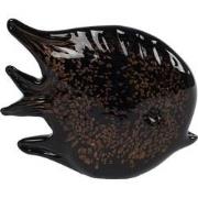 Sculptuur zwrt/brn glas l16b4h13 cm