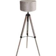 Mexlite - vloerlamp - Triek - zwart - hout velours stof - Ø 75cm - E27...